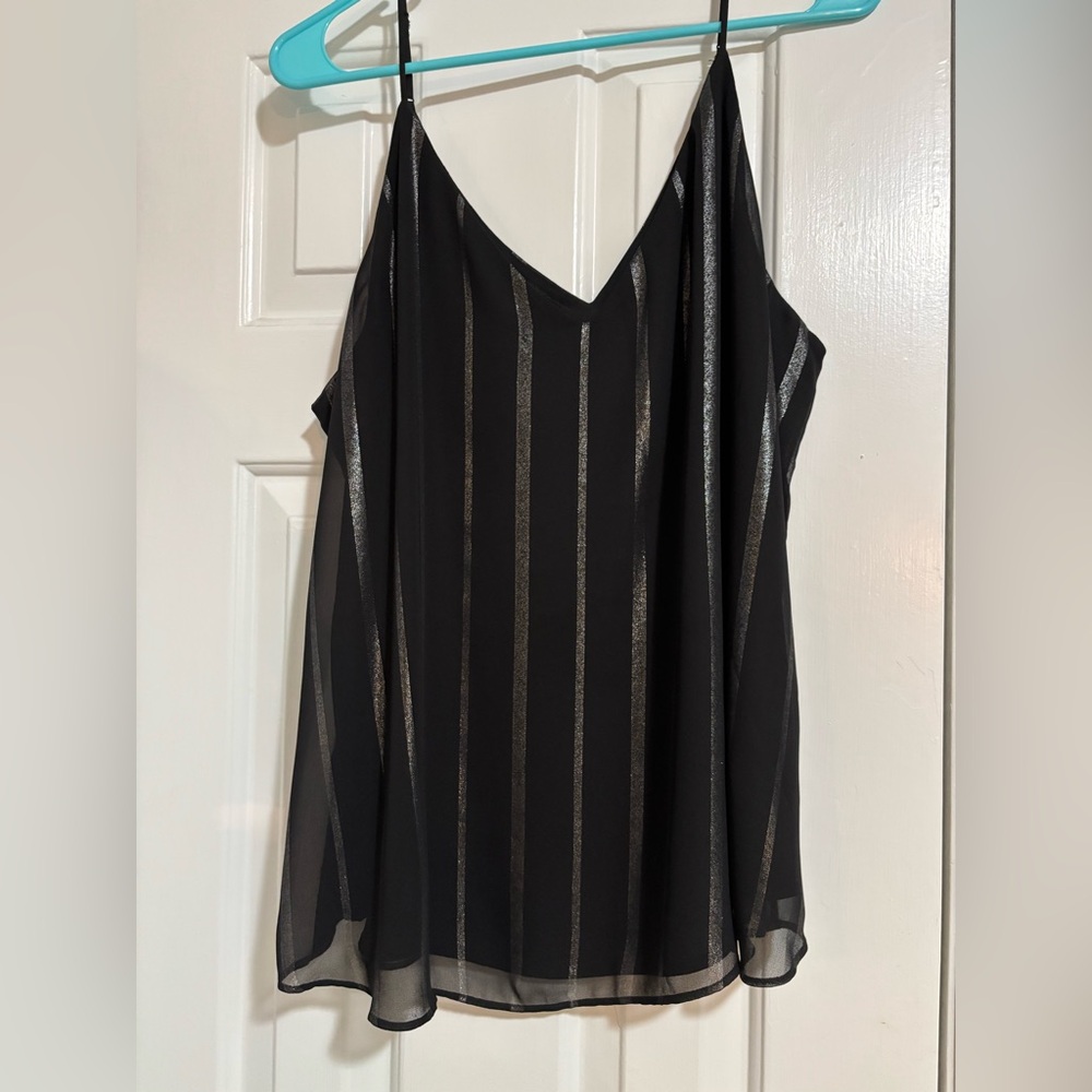 Black and Silver Striped Women's Top